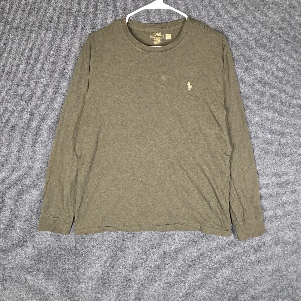 Polo Ralph Lauren Long Sleeve T Shirt Mens Medium Green Classic Fit Pony Logo
